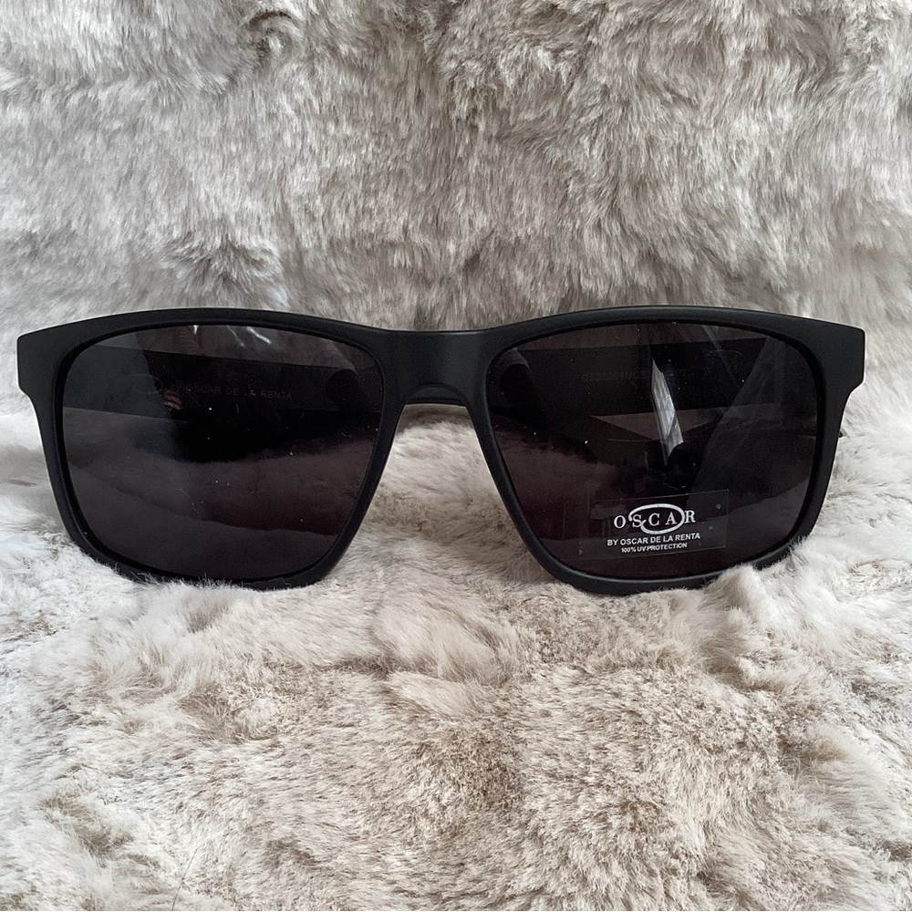 Oscar De La Renta Luxury Designer Matte Black Sunglasses, NWT